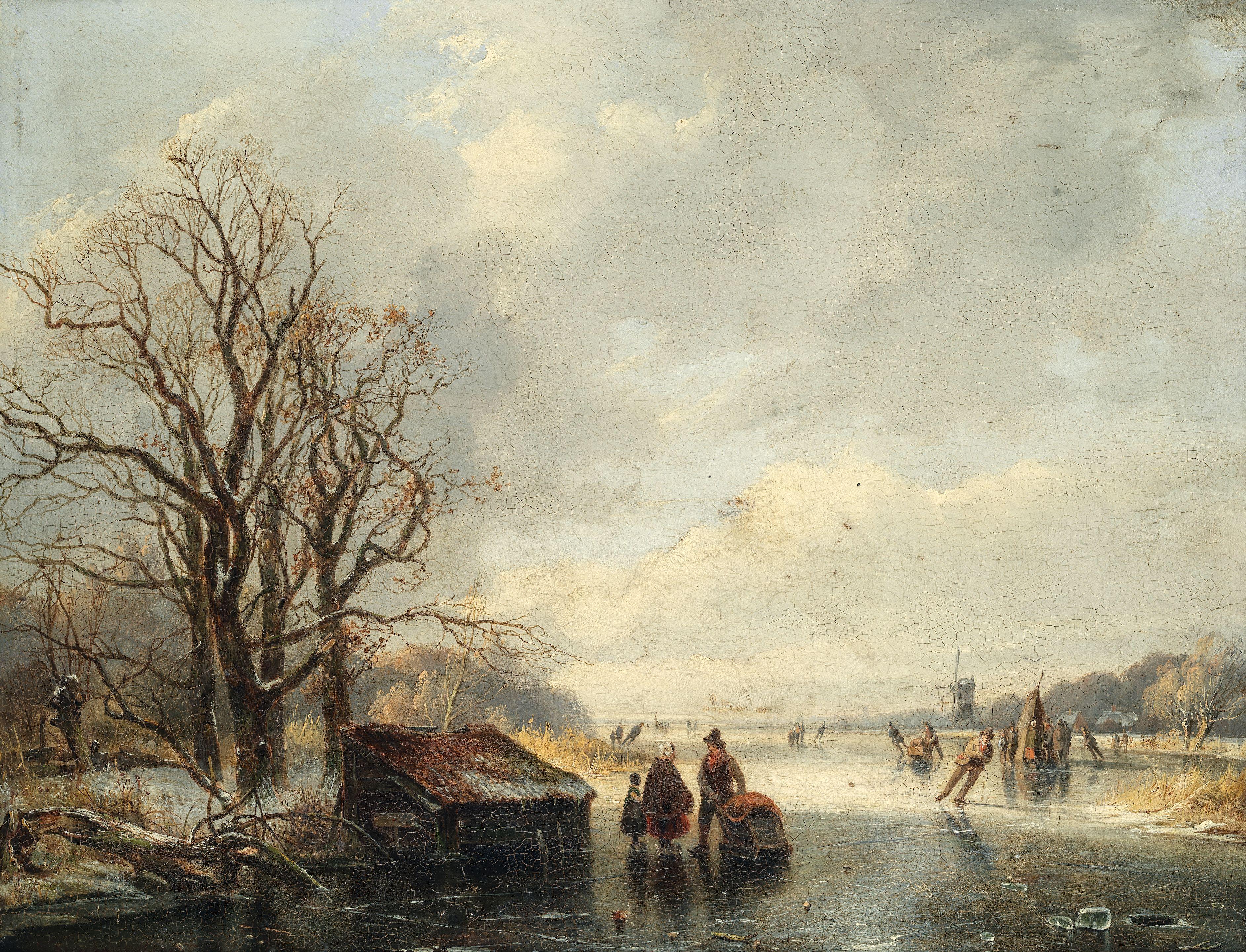 Frans Breuhaus De Groot - Skaters on a frozen canal