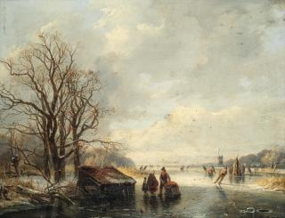 Frans Breuhaus De Groot - Skaters on a frozen canal