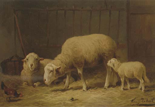 Frans de Beul - Sheep in a stable