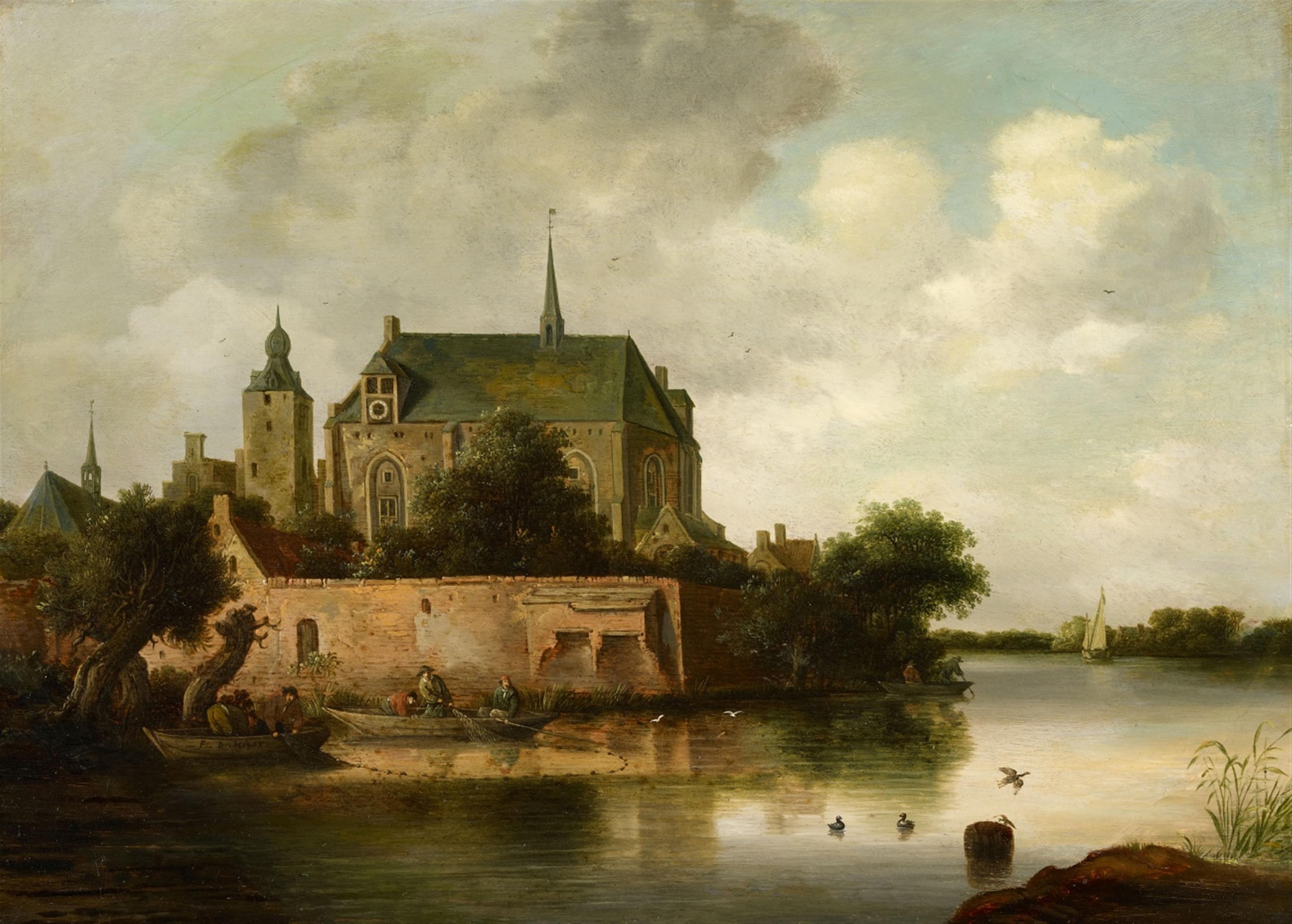 Frans de Hulst - Flusslandschaft mit Boot