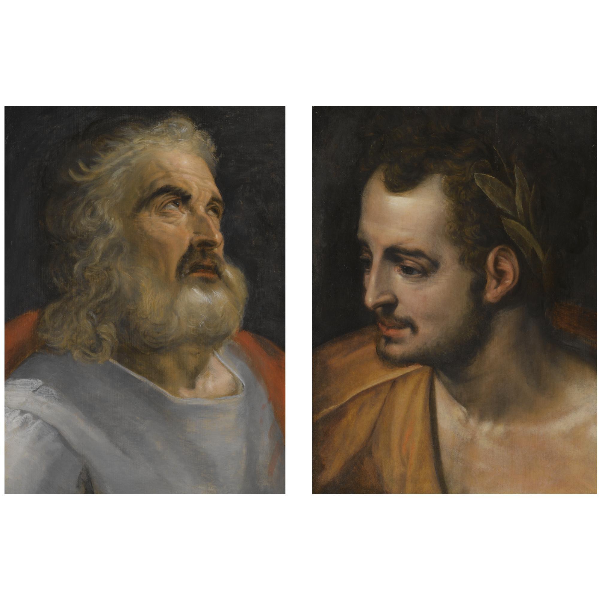 Frans Floris The Elder - Portrait Of A Bearded Man, Head And Shoulders; Portrait Of A Roman Emperor, Head And Shoulders 
