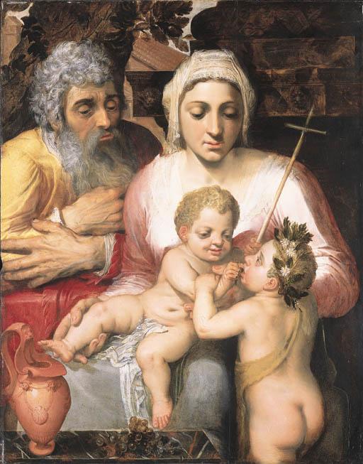 Frans Floris - The Holy Family With Saint John The Baptist