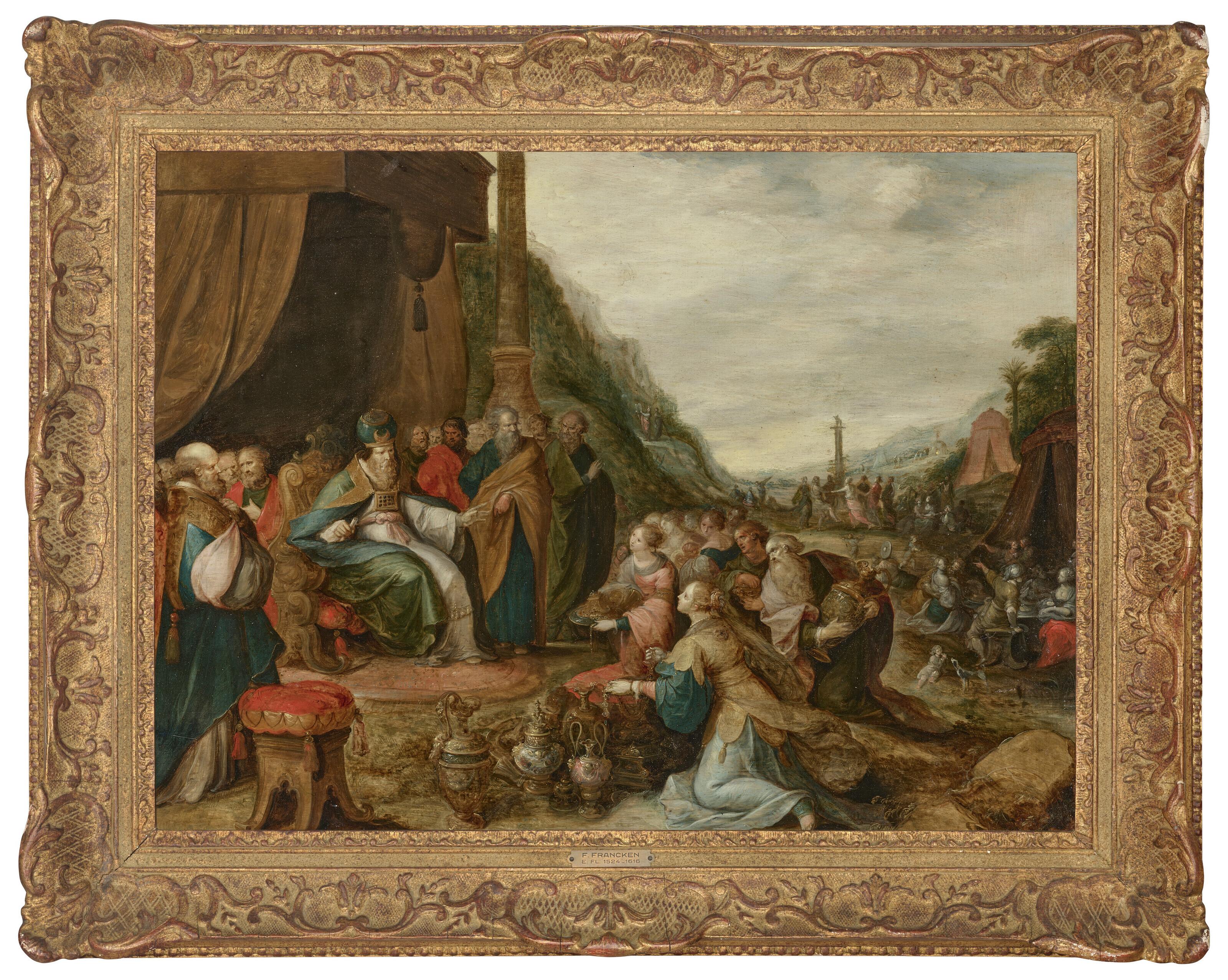 Frans Francken II - Aaron gathering gold from the Israelites
