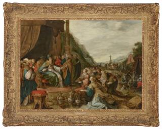 Frans Francken II - Aaron gathering gold from the Israelites