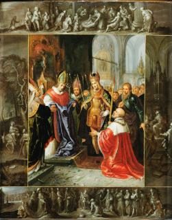 Frans Francken II - THE EMPEROR CHARLES V SHOWN THE VIRGIN\'S ROBES