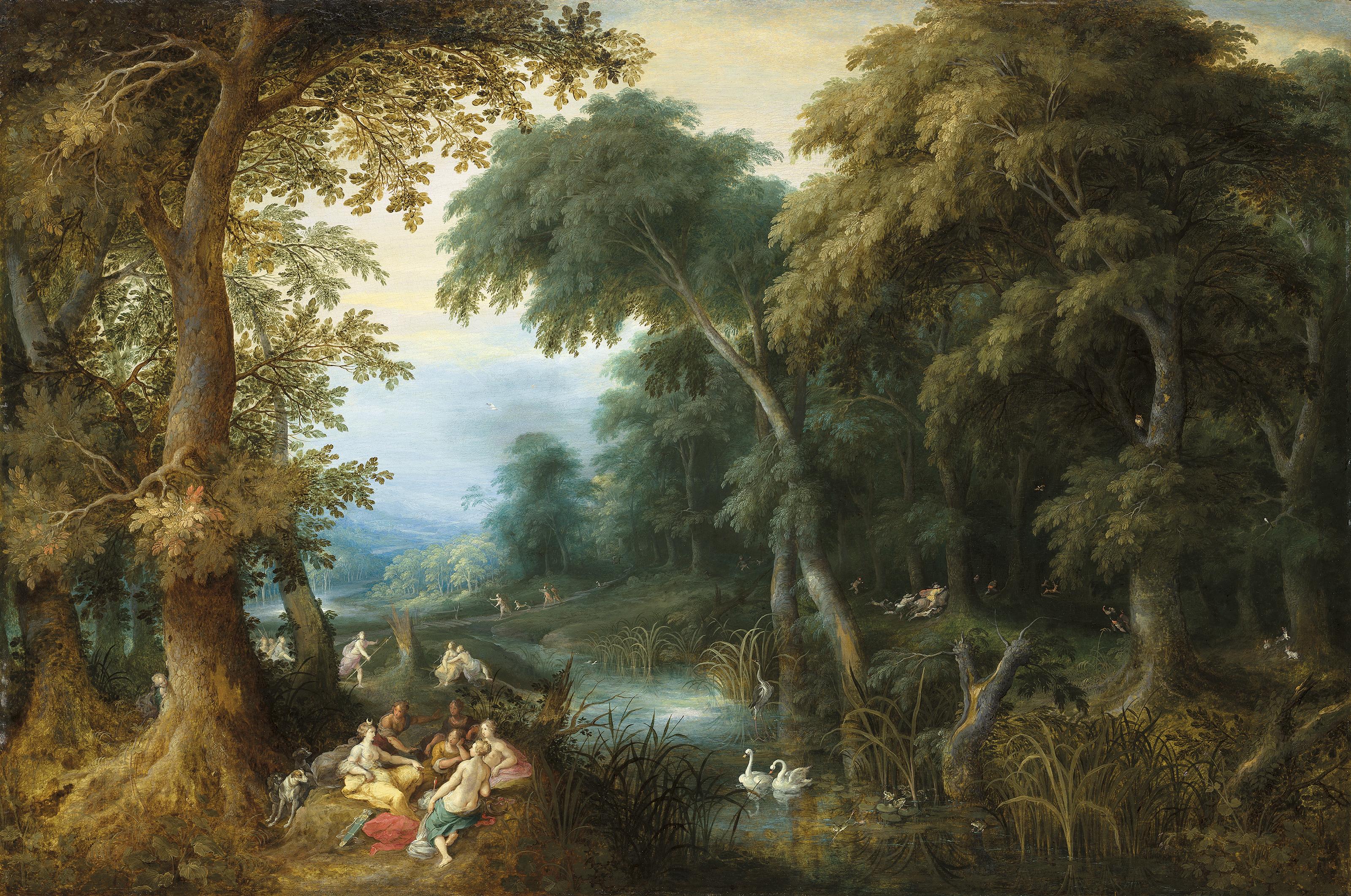 Frans Francken, The Younger - Diana and her nymphs in a wooded landscape