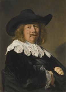 Frans Hals - Portrait Of A Gentleman, Half-Length In Black With Lace Collar And Cuffs, And Wearing A Broad-Brimmed Black Hat