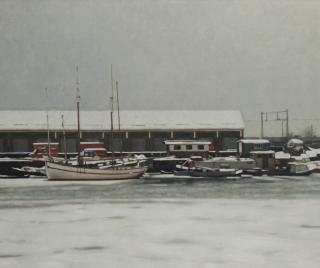 Frans Koppelaar - Het Westerdok in de sneeuw