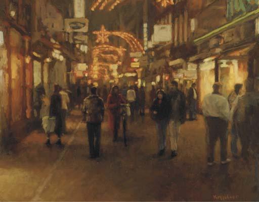 Frans Koppelaar - Kalverstraat by night