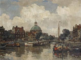 Frans Langeveld - A view of the Lutherse Kerk, Amsterdam