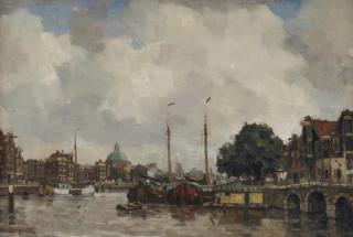 Frans Langeveld - An Amsterdam canal with the Koepelkerk beyond