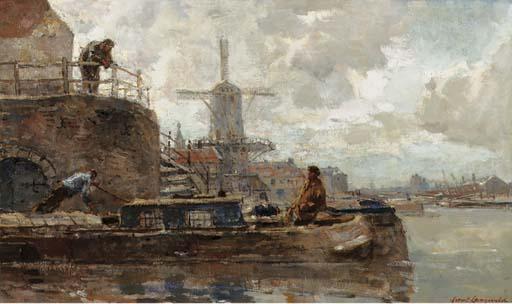 Frans Langeveld - Molen aan het water, Amsterdam