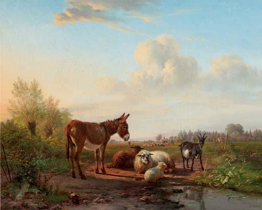 Frans Lebret - Cattle resting by a pool