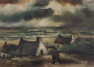 Frans Masereel - Häuser am Strand.