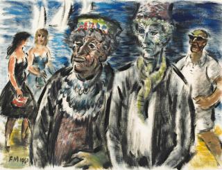 Frans Masereel - Nice, Promenade des Anglais - deux vieilles demoiselles