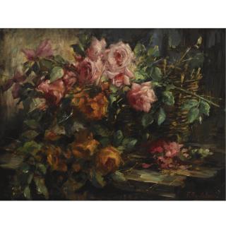 Frans Mortelmans - Stil Life With Roses In A Basket