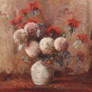 Frans Oerder - A still life with flowers in a vase