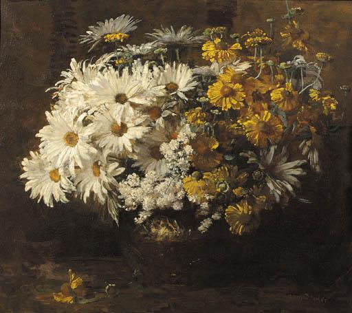 Frans Oerder - A still life with flowers in a vase