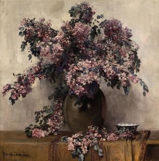 Frans Oerder - A still life with pink flowers