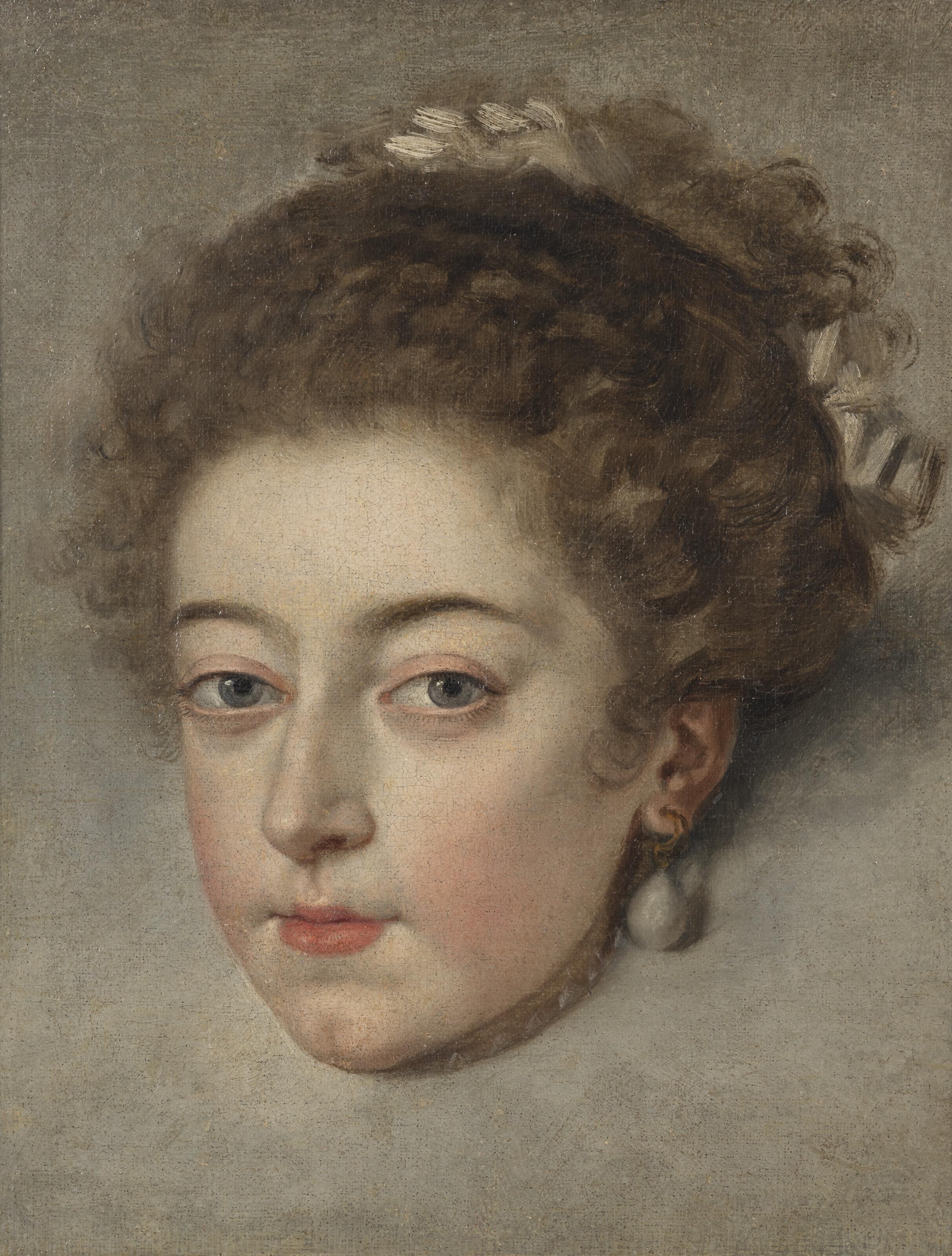 Frans Pourbus II - A Head Study Of Queen Henriette-Maria Of France (1609-1669)