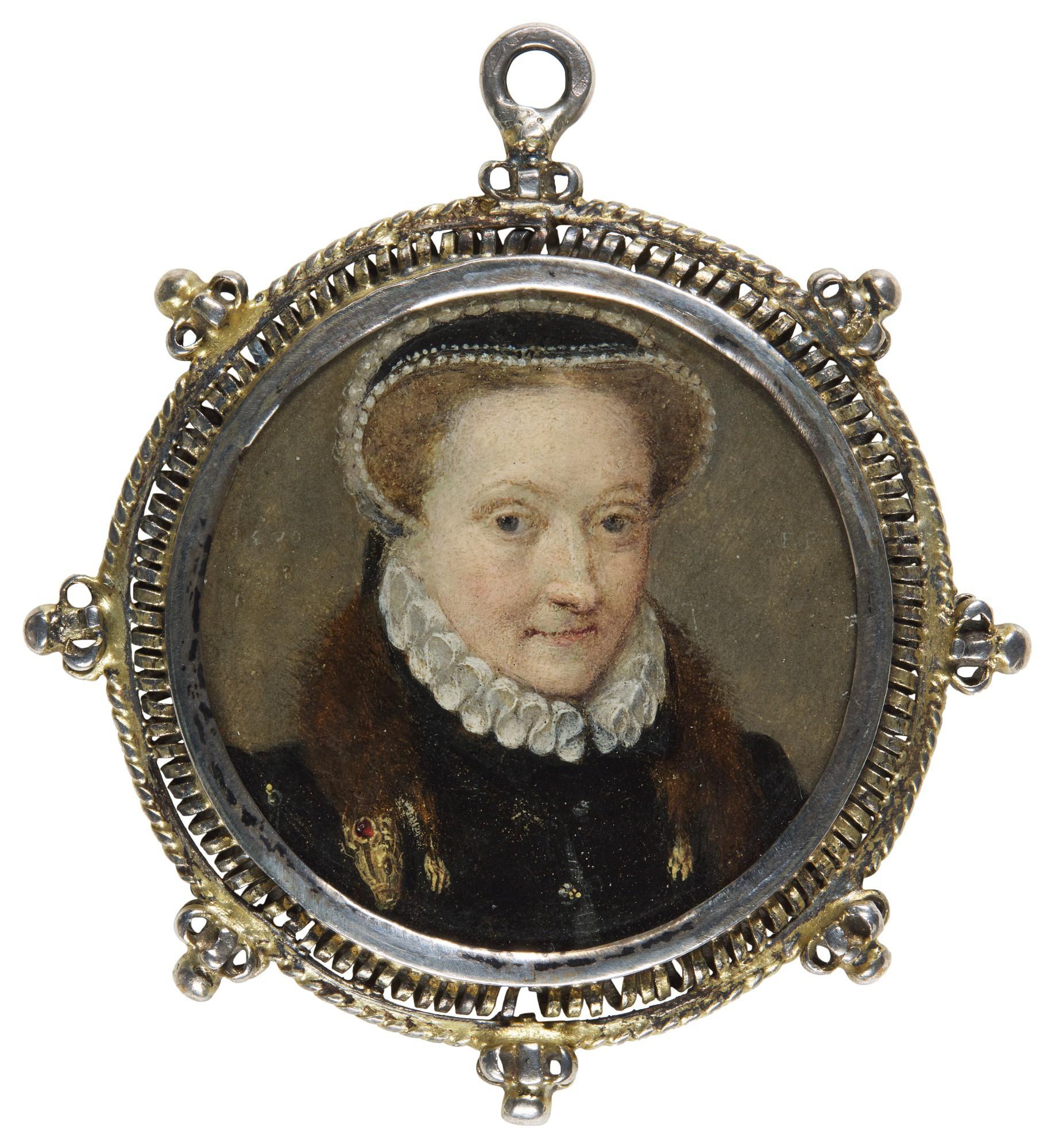 Frans Pourbus The Elder - Portrait Of A Lady Wearing A Black Dress And A Mink Stoll