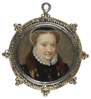 Frans Pourbus The Elder - Portrait Of A Lady Wearing A Black Dress And A Mink Stoll