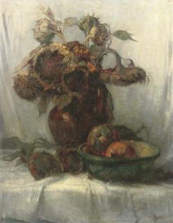 Frans Slager - Sunflowers And Pumpkins On A Table