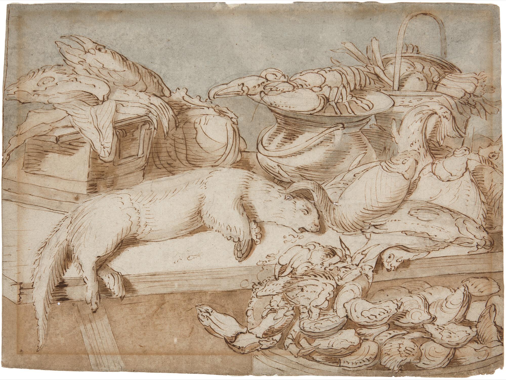 Frans Snyders - Stillleben mit Fischotter, Hummer, Krebsen, Austern und Fischen.