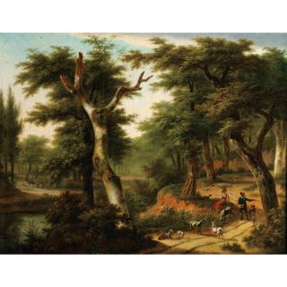 Frans Swagers - Paysages De Forêt Avec Une Bergère Et Son Troupeau Sur Un Chemin