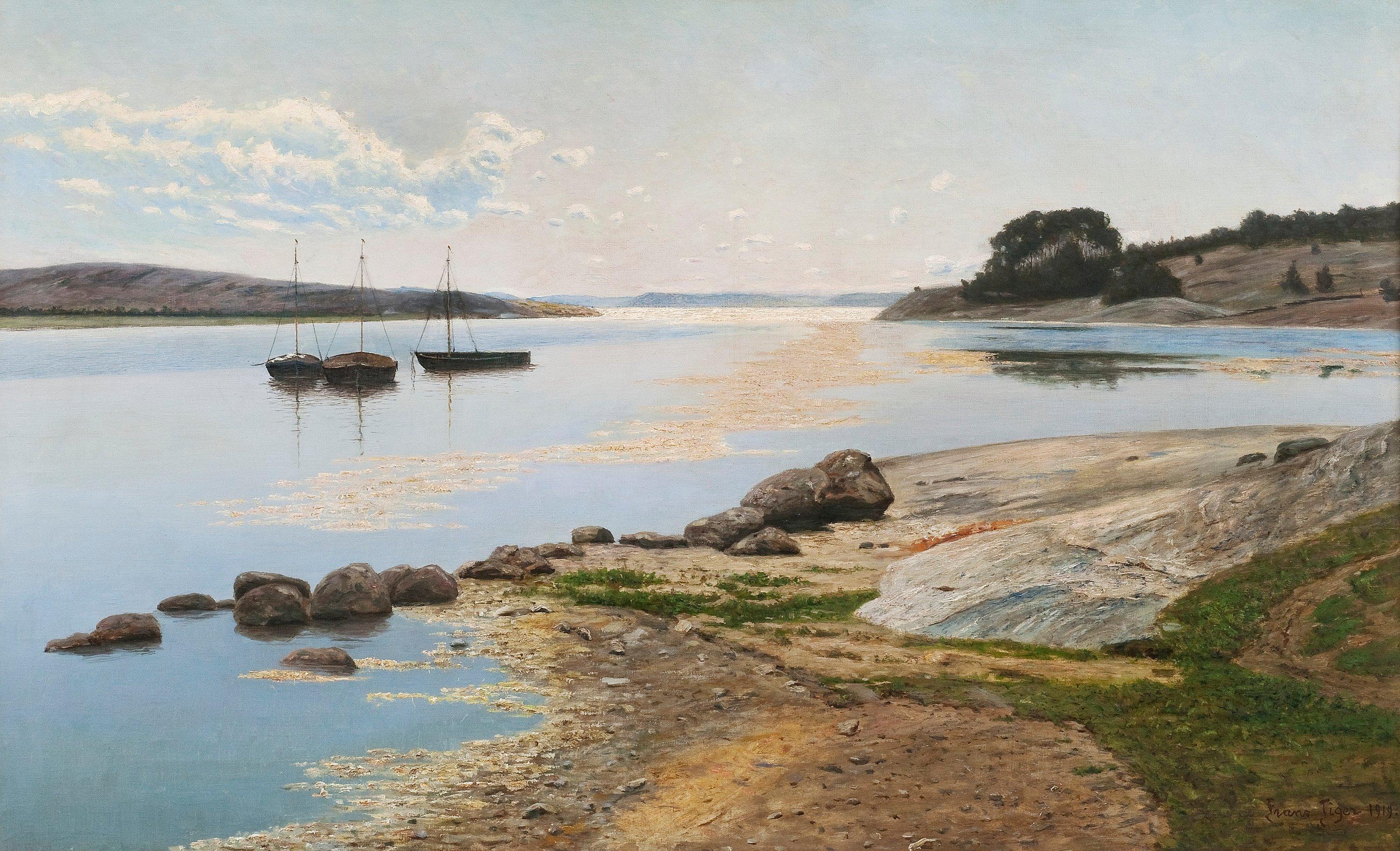 Frans Tiger - Boats In A Sunny Creek.