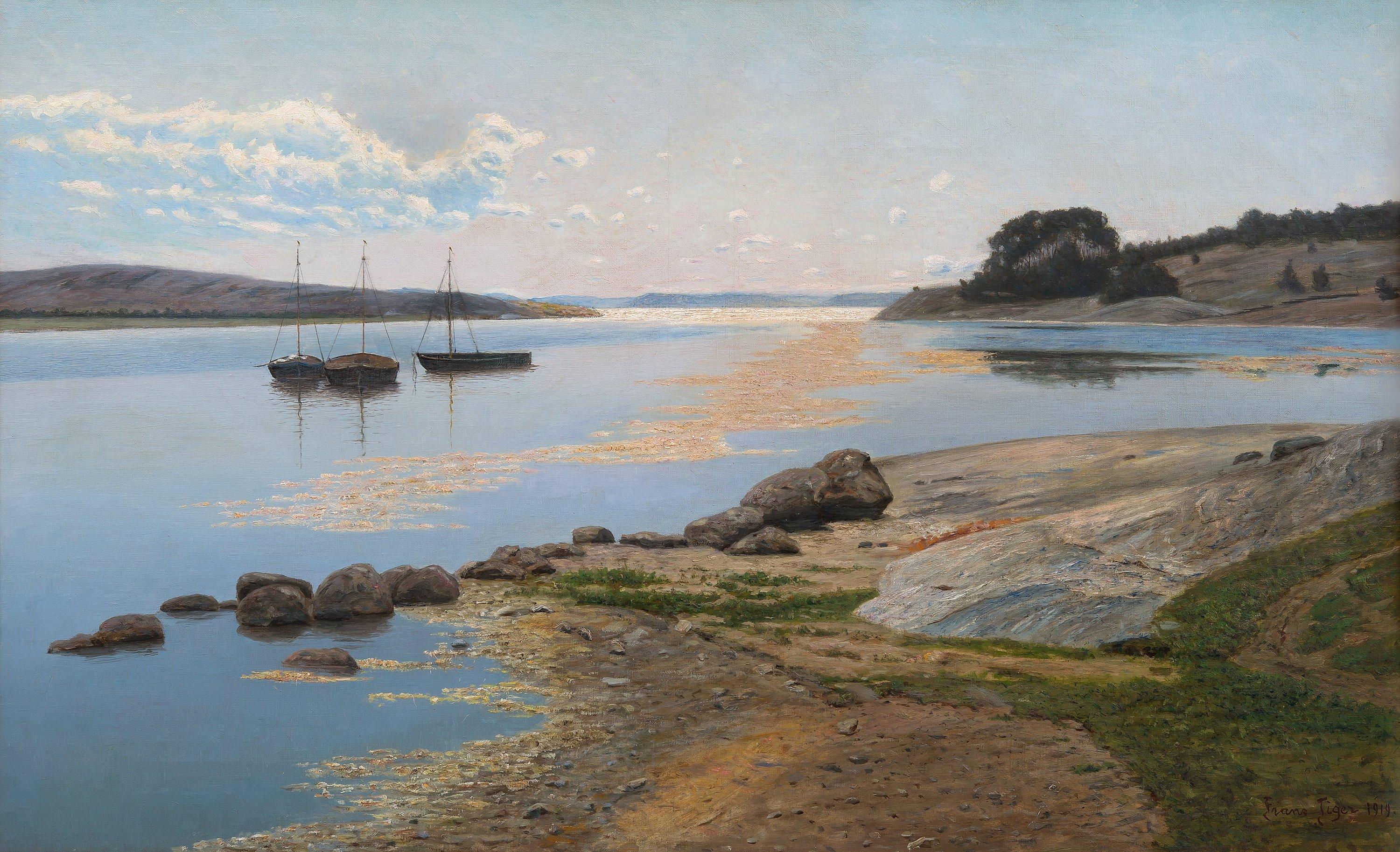 Frans Tiger - Boats In A Sunny Creek.