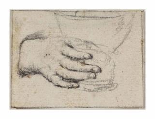 Frans Van Mieris - Study of a hand holding a roemer