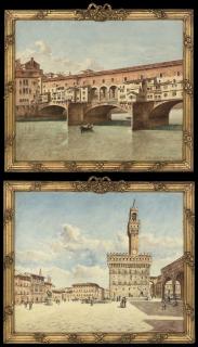 Frans Vervloet - The Ponte Vecchio, Florence; and The Palazzo Vecchio, Florence