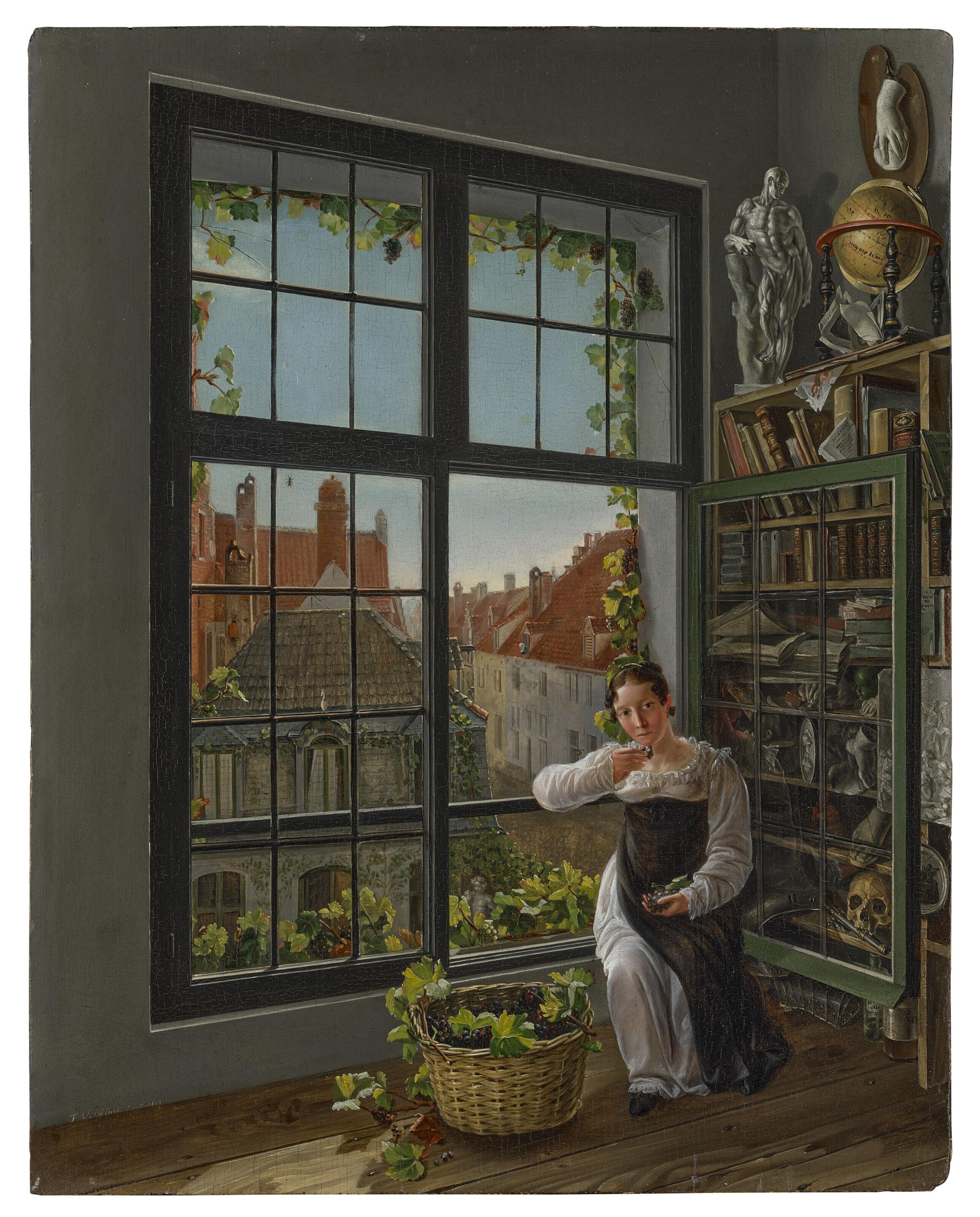 Frans Vervloet - Woman at a window, Mechelen, 1816