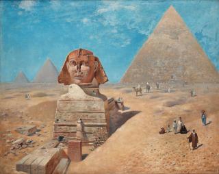 Frans Wilhelm Odelmark - Egyptian landscape with the Sphinx and the Pyramid of Khafre
