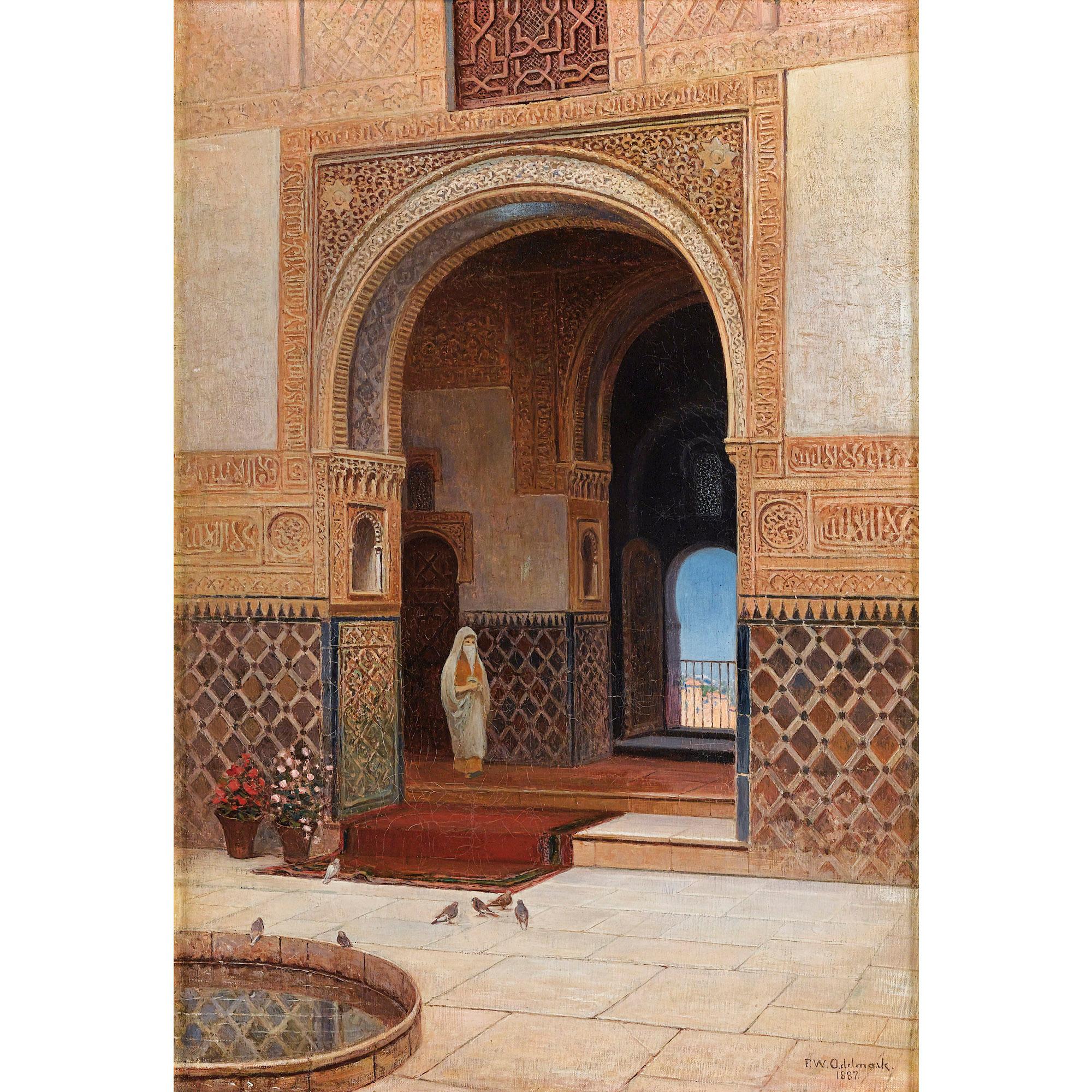 Frans-Wilhelm Odelmark - Jeune Femme Dans Un Patio