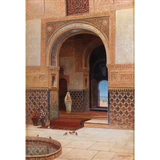 Frans-Wilhelm Odelmark - Jeune Femme Dans Un Patio