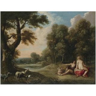 Frans Wouters - A Wooded Landscape With Venus, Adonis And Cupid