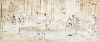 Franscesco Guardi - Personnages Dans Un Intérieur Avec Colonnade