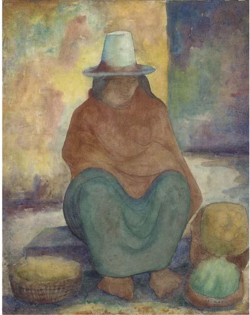 Fransisco Carrasco - A Seated South American Indian; And Two Further Similar