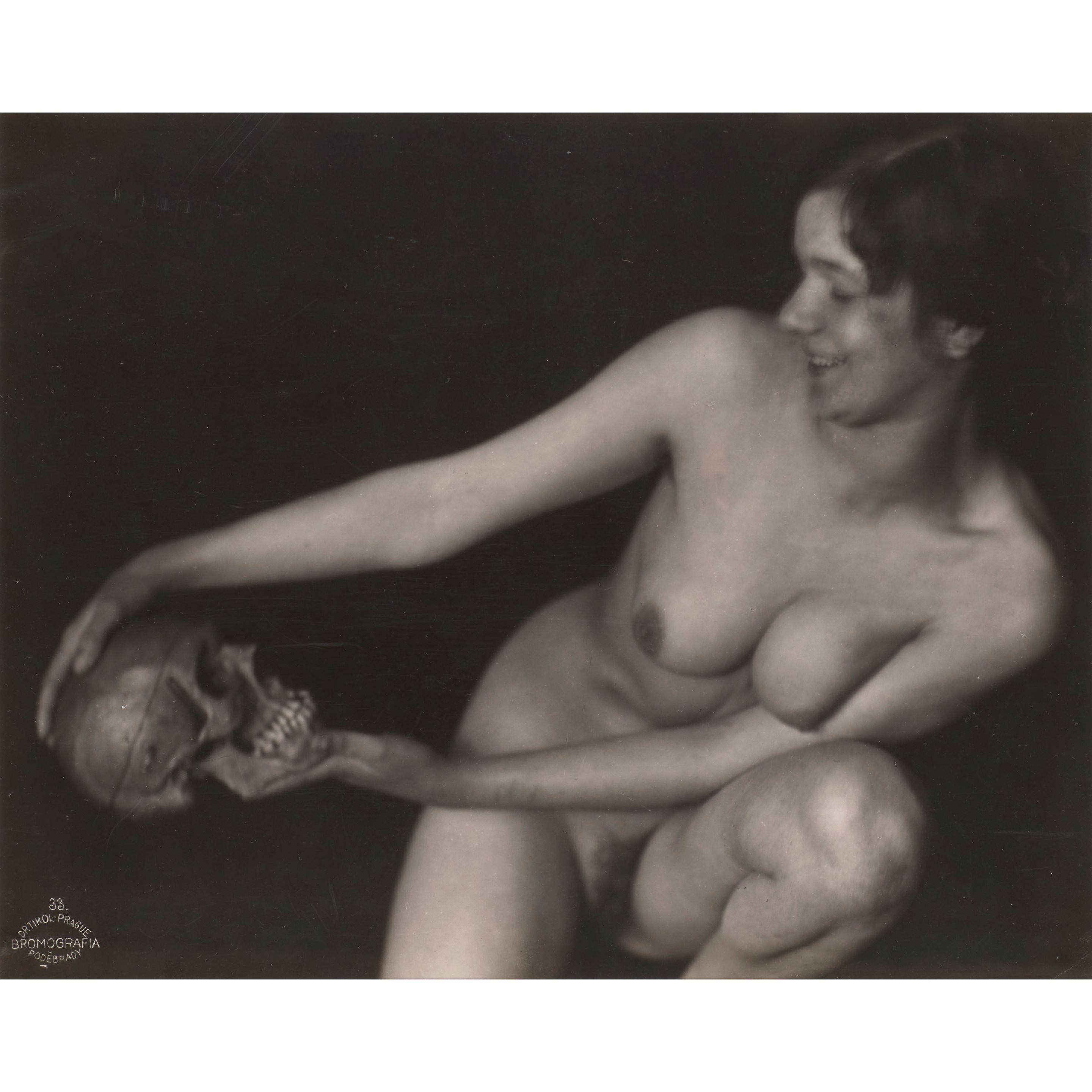 František Drtikol - Untitled (Nude with Skull)
