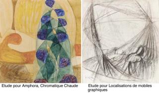 Frantisek Kupka - Etude pour Amphora, Chromatique Chaude and Etude pour Localisations de mobiles graphiques I