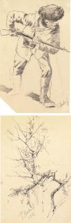 Frants Alekseevich Rubo - A study of trees; A Russian soldier