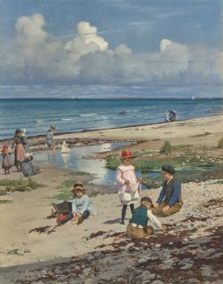 Frants Peter Diderik Henningsen - A Summer\'s Day on Hornbæk Beach