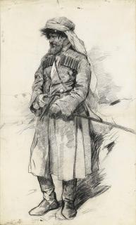 Frants Roubaud - Study of Imam Shamil (1797-1871) for \'The surrender of aul Gunib and imprisonment of Imam Shamil on 25 August 1859\'