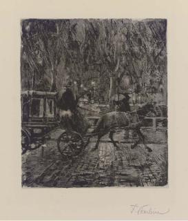 Frantz Skarbina - Droschke im regen, from Pan