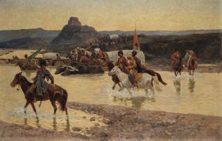 Franz Alexeevich Roubaud - Circassians Fording A River