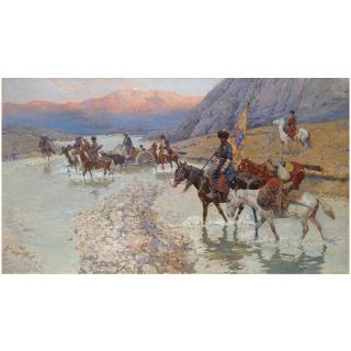Franz Alexeevich Roubaud - Cossacks Crossing The River