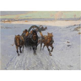 Franz Alexeevich Roubaud - Troika Racing Through The Snow