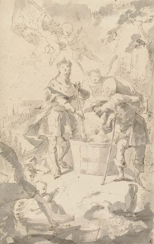 Franz Anton Maulbertsch - Saint Wendelin, Patron Saint of vineyards and vignerons, attended by angels and putti